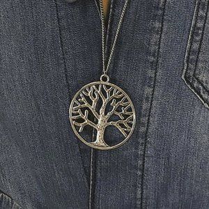 Tree of Life Round Pendant Long Necklace